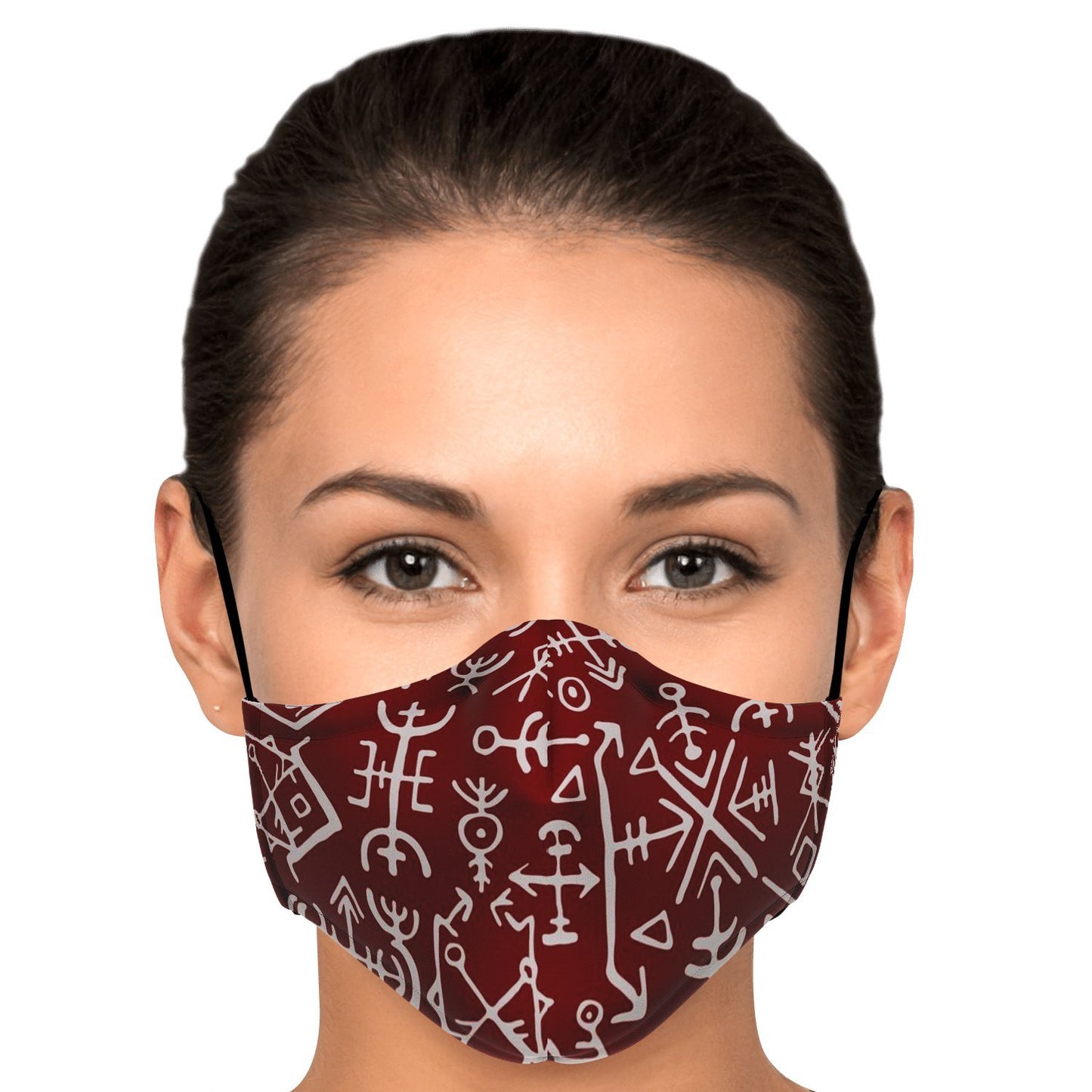 Viking Runes Face Mask Cover - Red