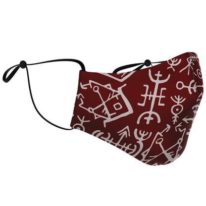 Viking Runes Face Mask Cover - Red