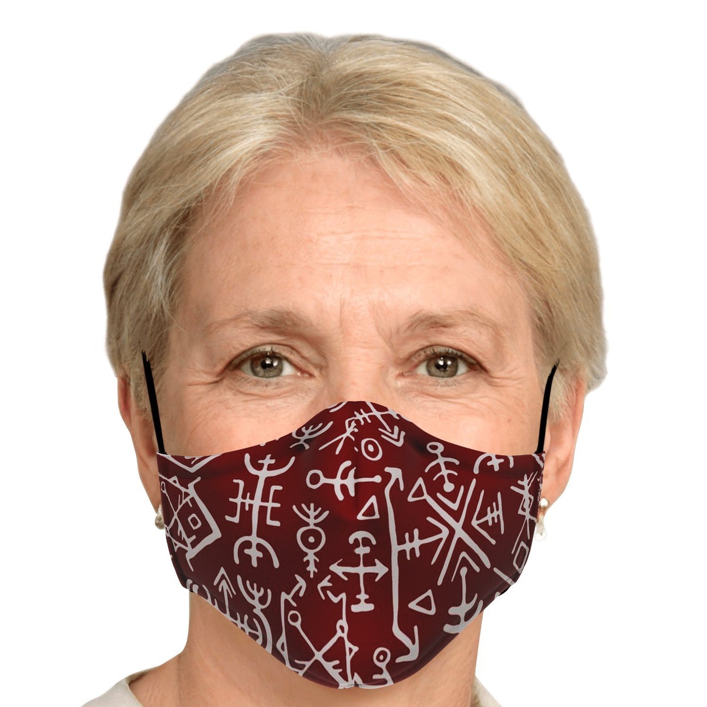 Viking Runes Face Mask Cover - Red