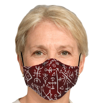 Viking Runes Face Mask Cover - Red
