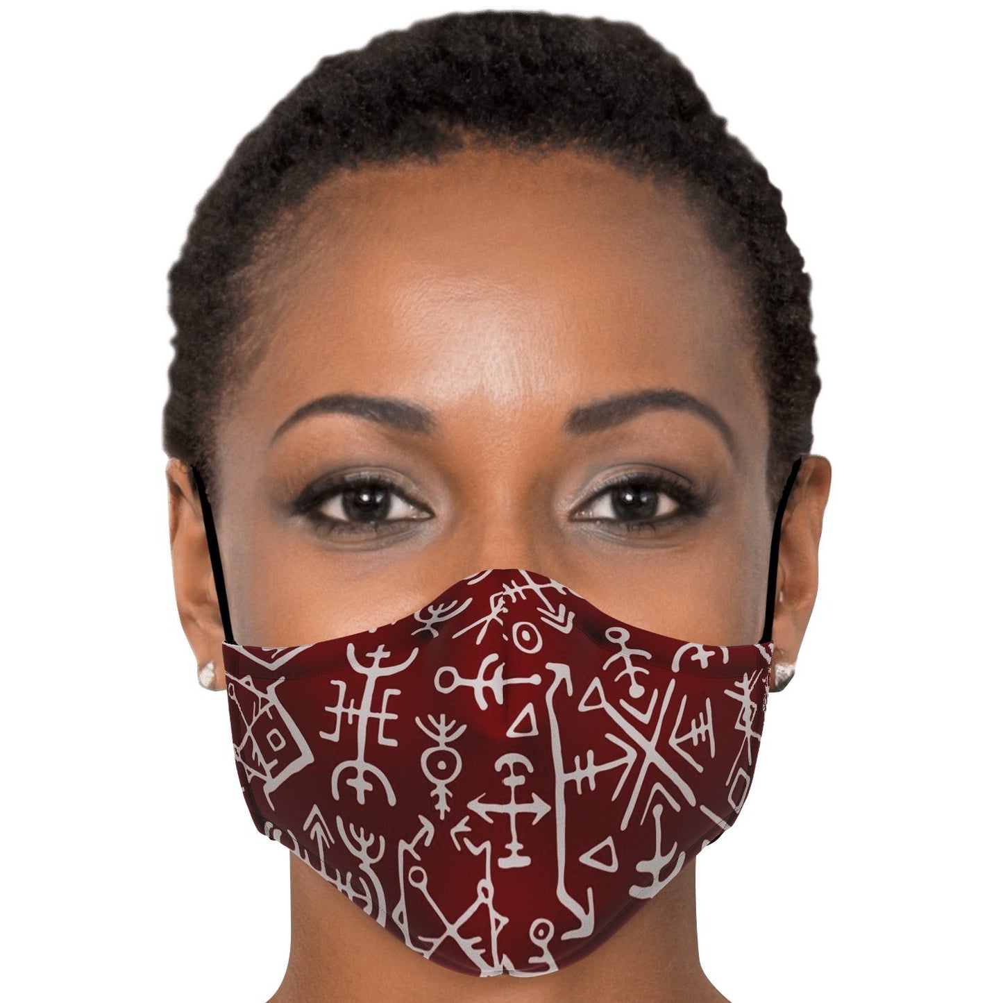 Viking Runes Face Mask Cover - Red
