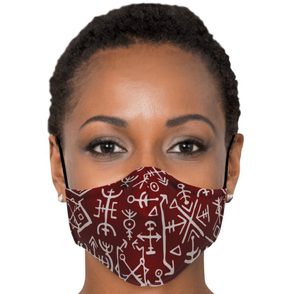 Viking Runes Face Mask Cover - Red