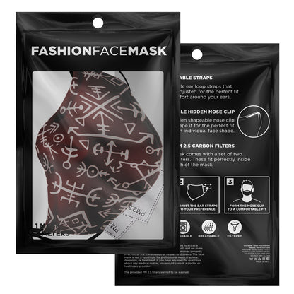 Viking Runes Face Mask Cover - Red
