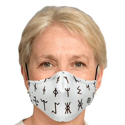Viking Runes Face Mask Cover - White