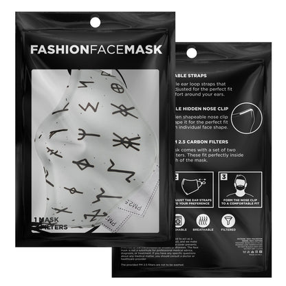 Viking Runes Face Mask Cover - White