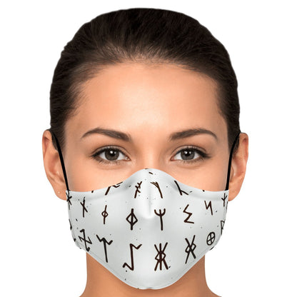 Viking Runes Face Mask Cover - White