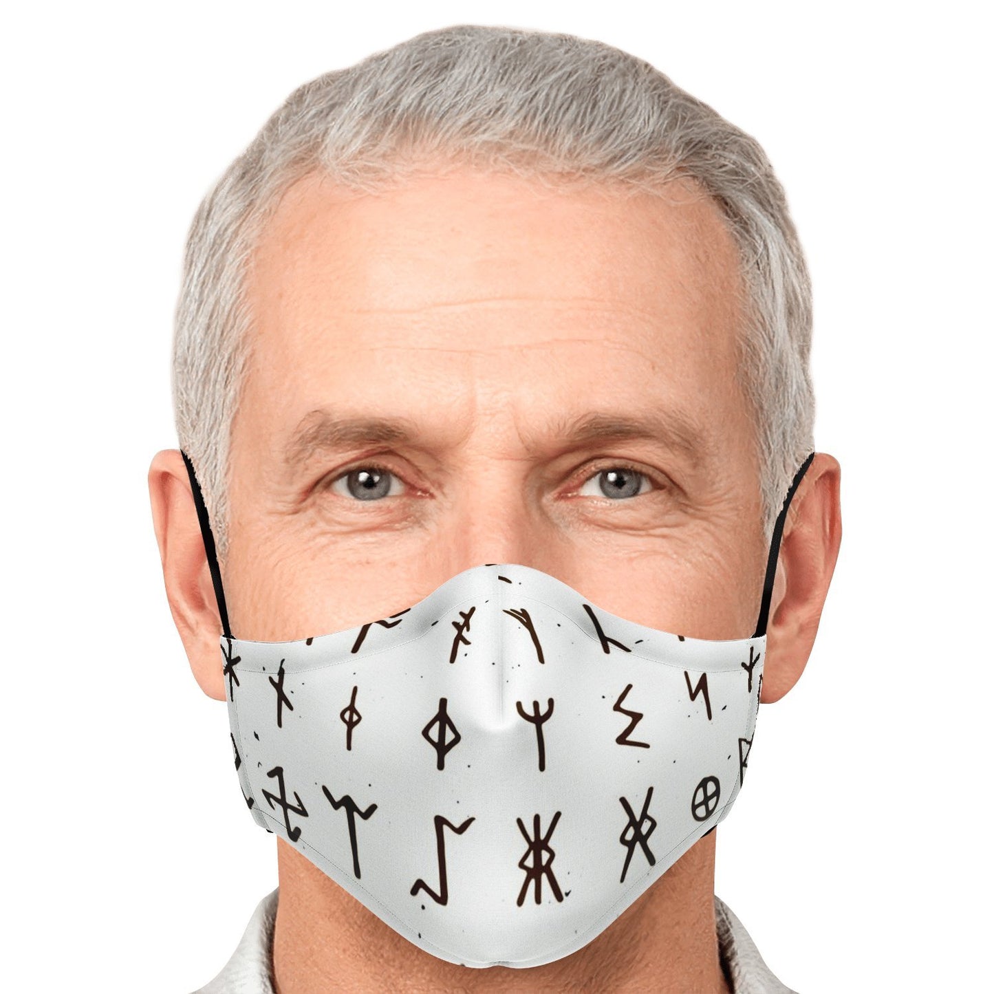 Viking Runes Face Mask Cover - White