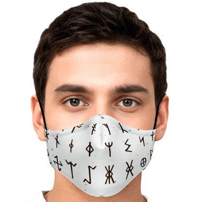 Viking Runes Face Mask Cover - White