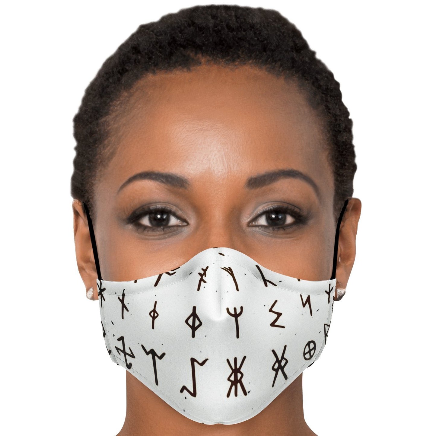 Viking Runes Face Mask Cover - White
