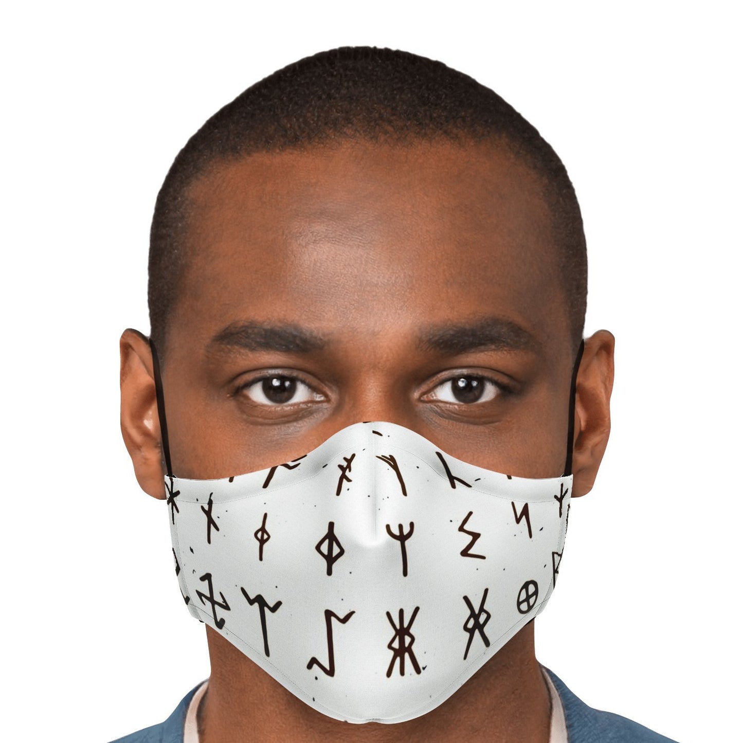 Viking Runes Face Mask Cover - White