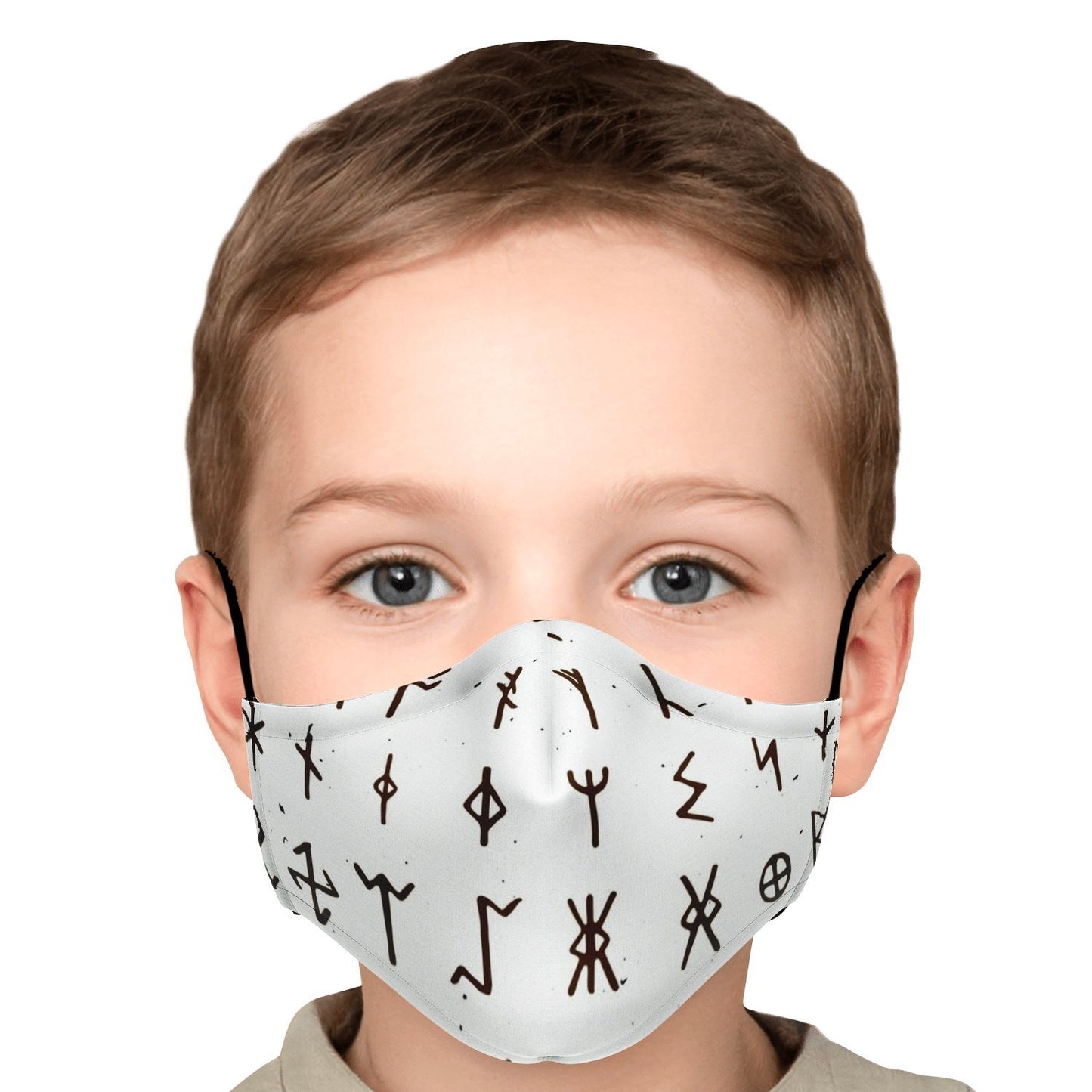 Viking Runes Face Mask Cover - White