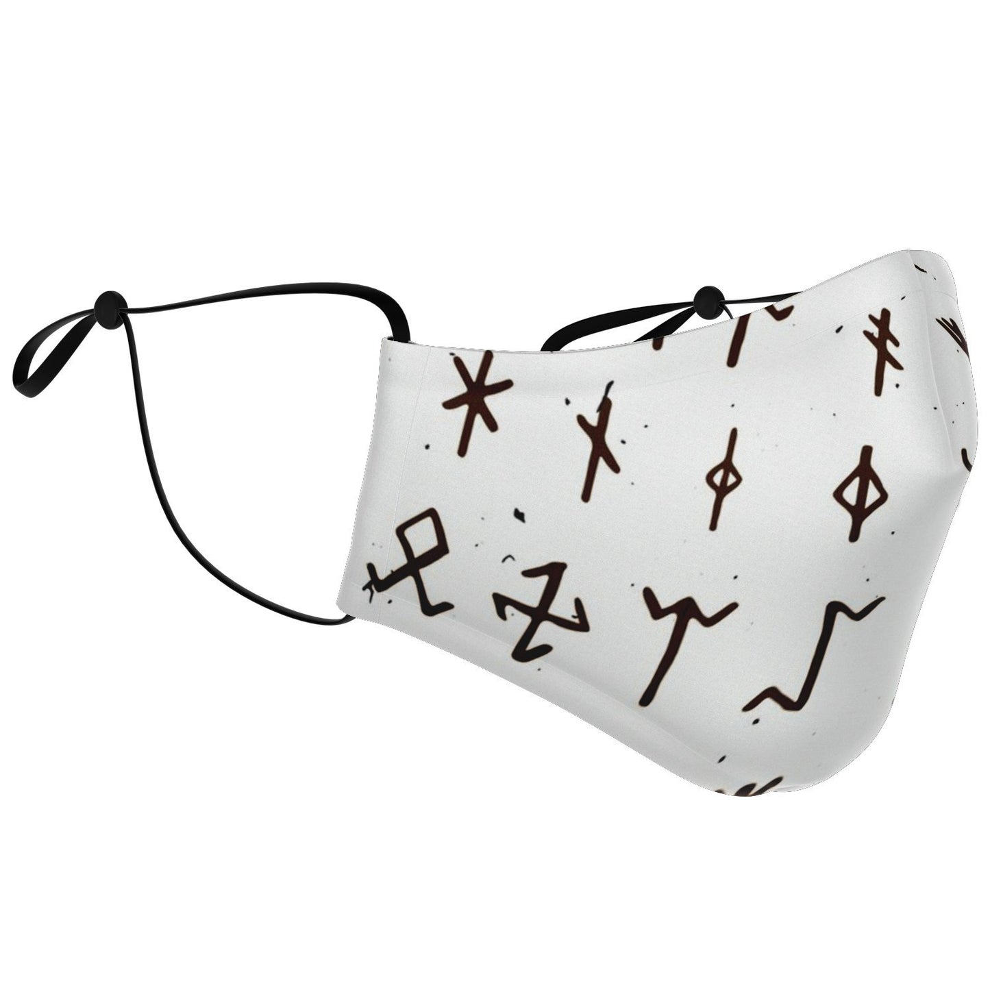 Viking Runes Face Mask Cover - White