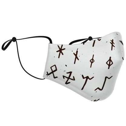 Viking Runes Face Mask Cover - White
