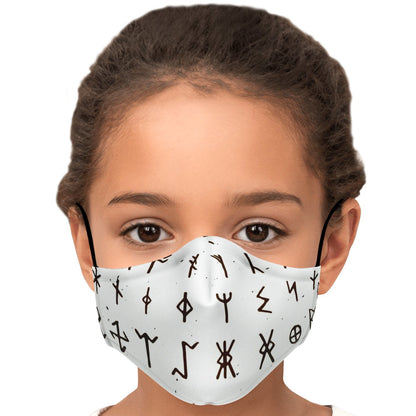 Viking Runes Face Mask Cover - White