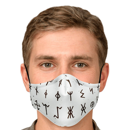 Viking Runes Face Mask Cover - White