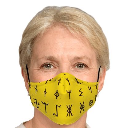 Viking Runes Face Mask Cover - Yellow