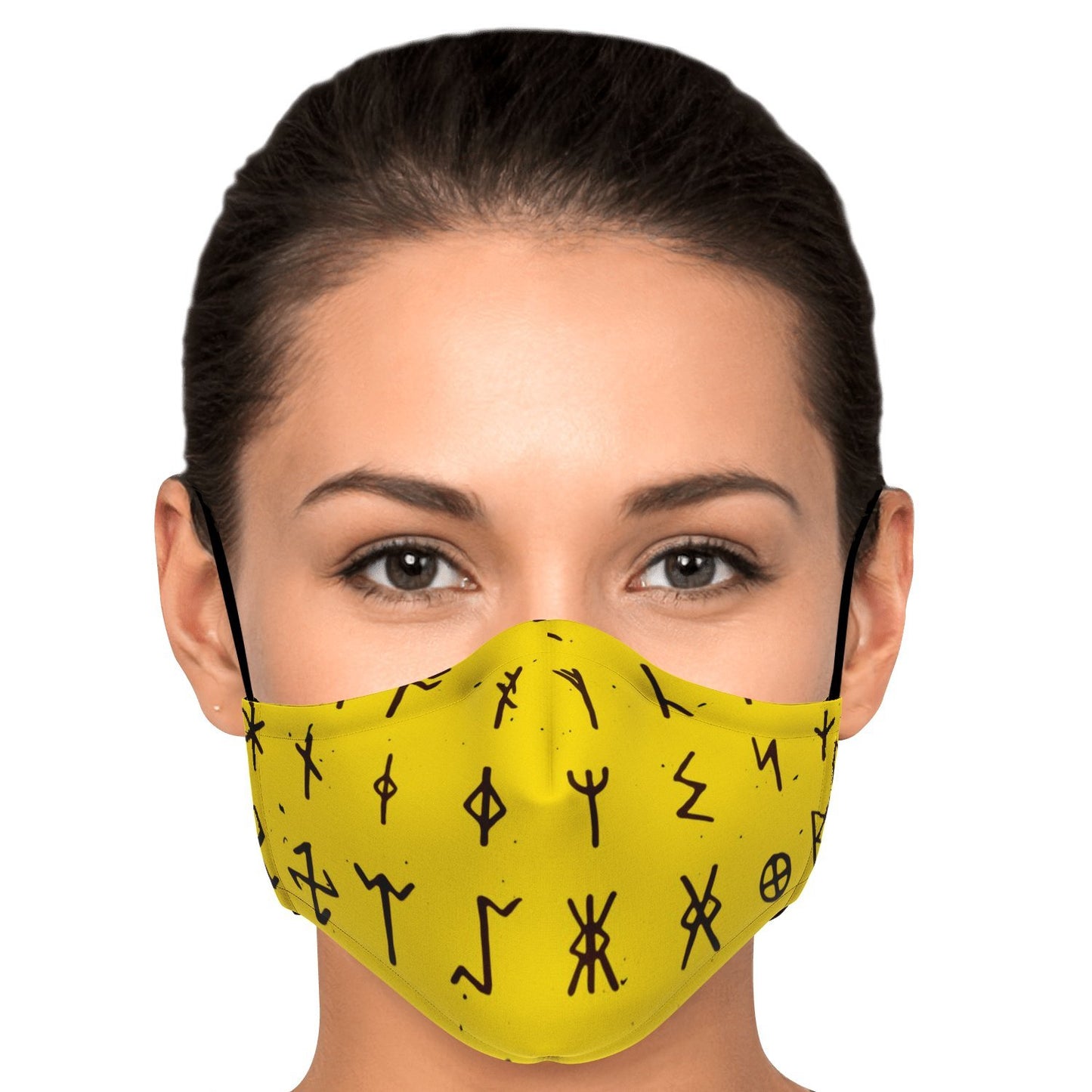 Viking Runes Face Mask Cover - Yellow