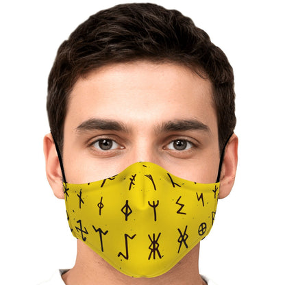 Viking Runes Face Mask Cover - Yellow