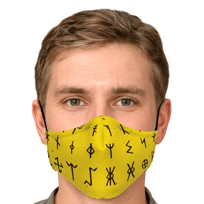 Viking Runes Face Mask Cover - Yellow