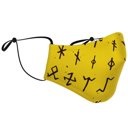 Viking Runes Face Mask Cover - Yellow