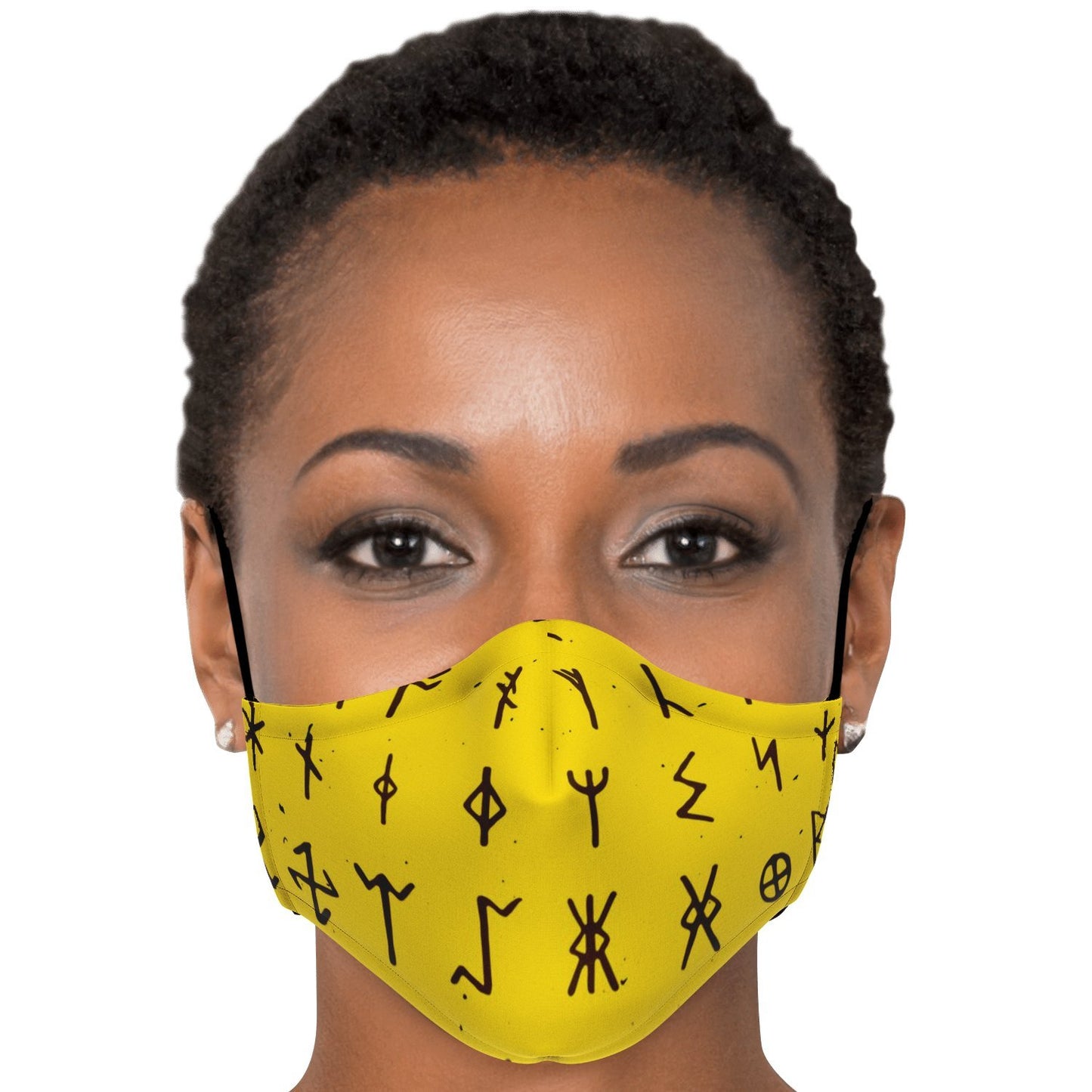 Viking Runes Face Mask Cover - Yellow