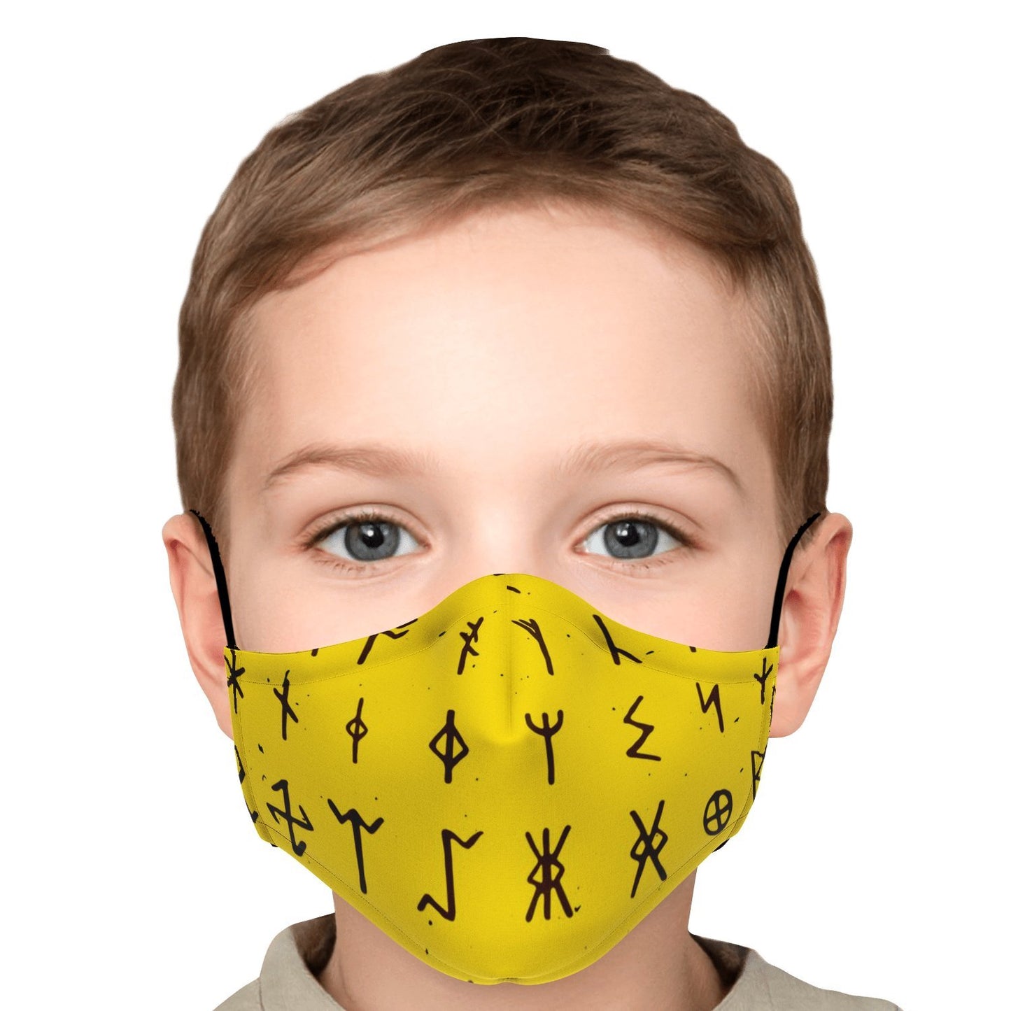 Viking Runes Face Mask Cover - Yellow