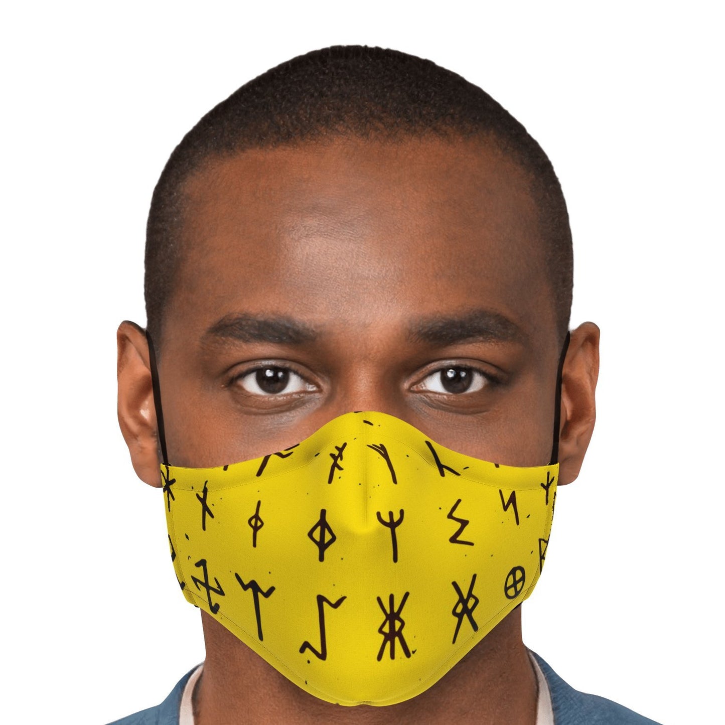 Viking Runes Face Mask Cover - Yellow