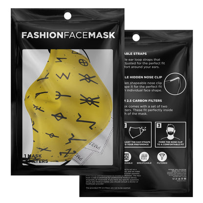 Viking Runes Face Mask Cover - Yellow