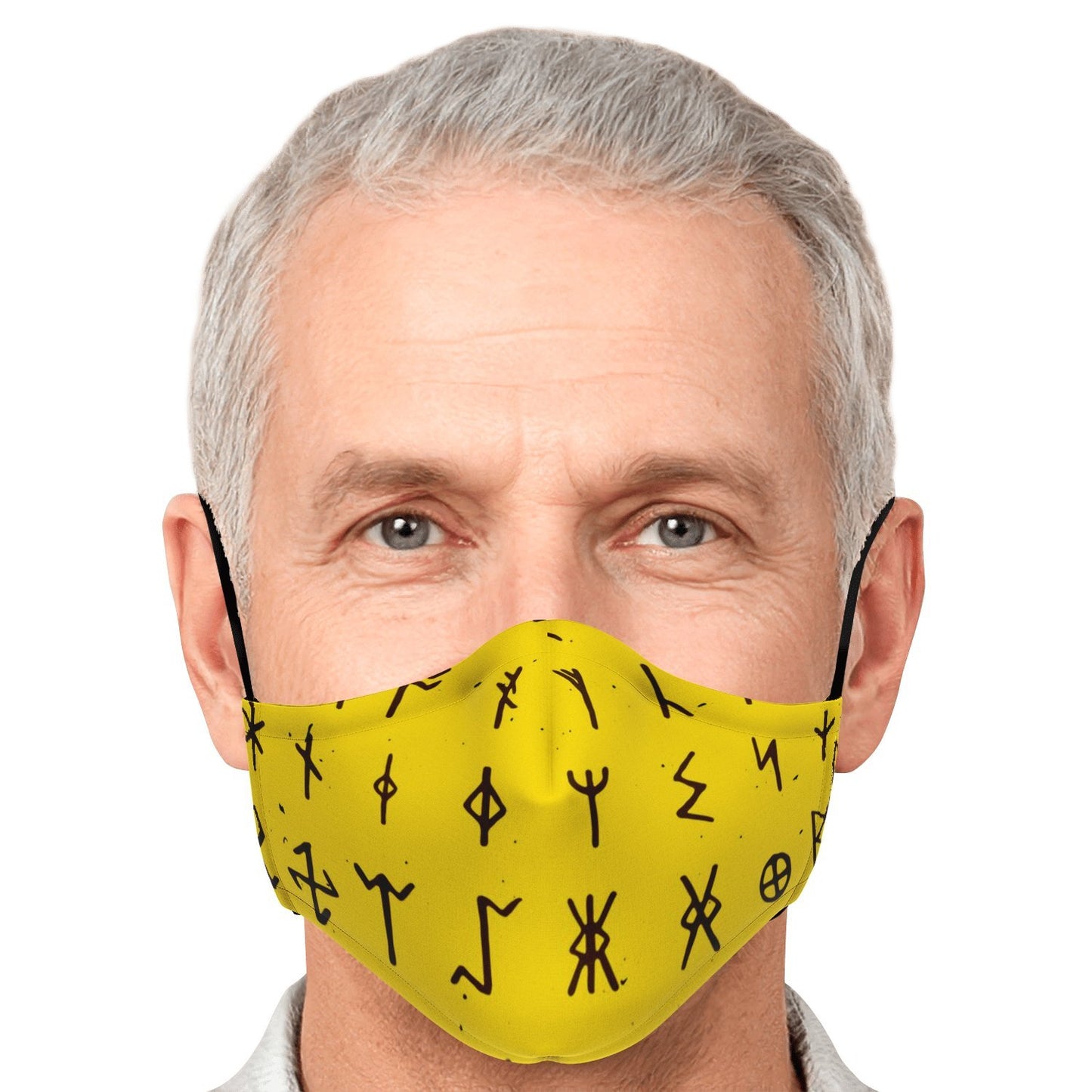 Viking Runes Face Mask Cover - Yellow