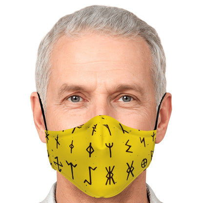 Viking Runes Face Mask Cover - Yellow