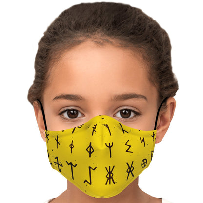 Viking Runes Face Mask Cover - Yellow
