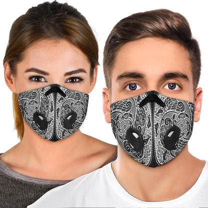 Viking Runes Pattern Premium Face Mask Cover - Black