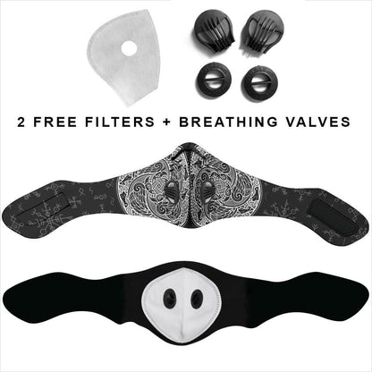 Viking Runes Pattern Premium Face Mask Cover - Black