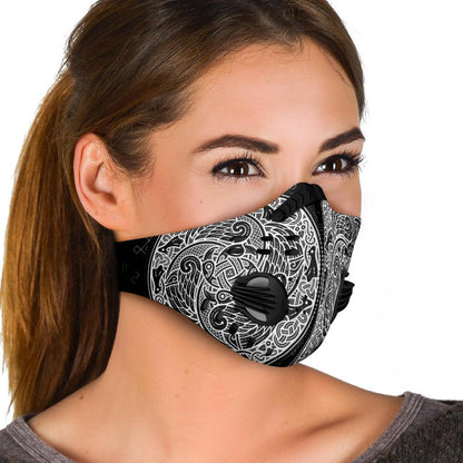 Viking Runes Pattern Premium Face Mask Cover - Black