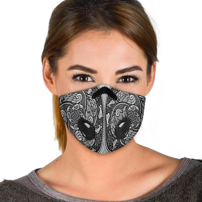 Viking Runes Pattern Premium Face Mask Cover - Silver