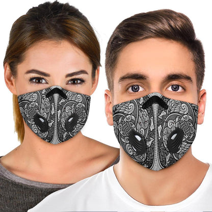 Viking Runes Pattern Premium Face Mask Cover - Silver