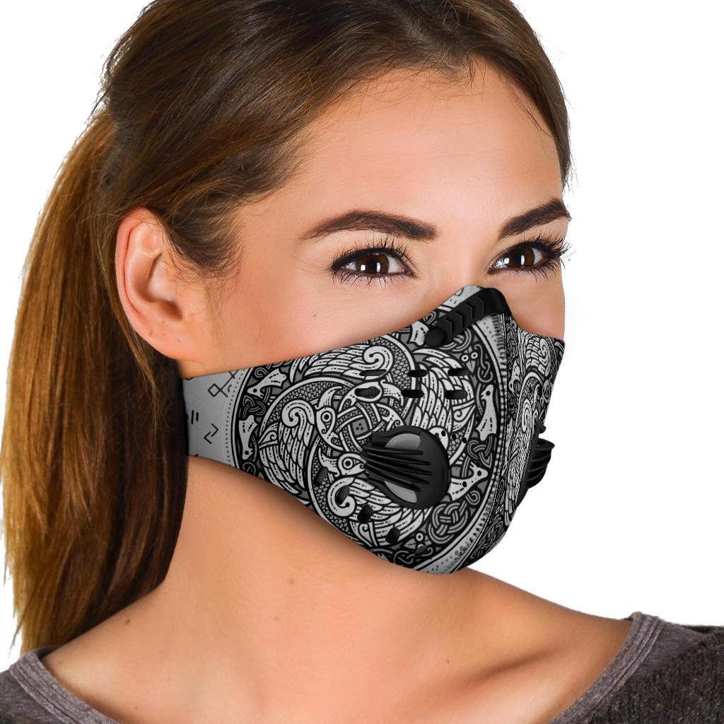 Viking Runes Pattern Premium Face Mask Cover - Silver