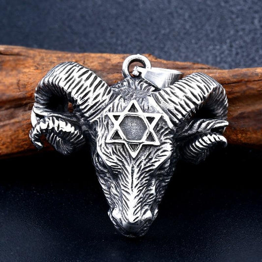 Viking Sheep Head Stainless Steel Pendant + Necklace - VikingsBrand