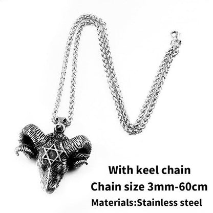 Viking Sheep Head Stainless Steel Pendant + Necklace - VikingsBrand