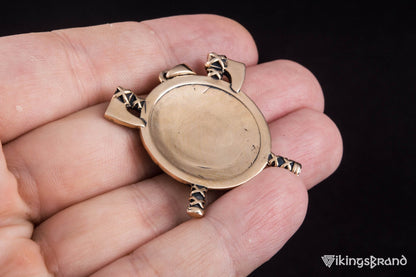 Viking Shield with Axes and Runes Bronze Pendant Viking Jewelry