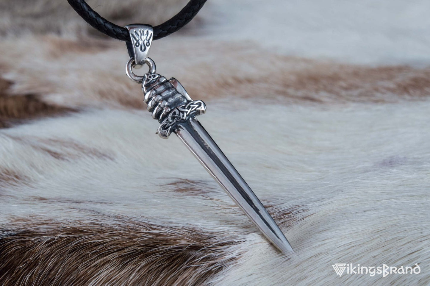 Viking Sword with Hand Pendant Sterling Silver Norse Viking Jewelry