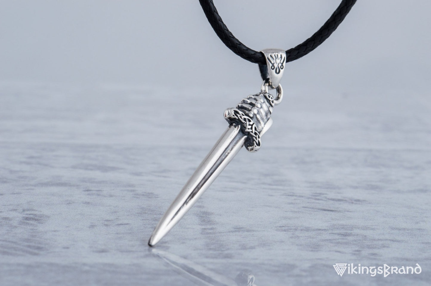 Viking Sword with Hand Pendant Sterling Silver Norse Viking Jewelry