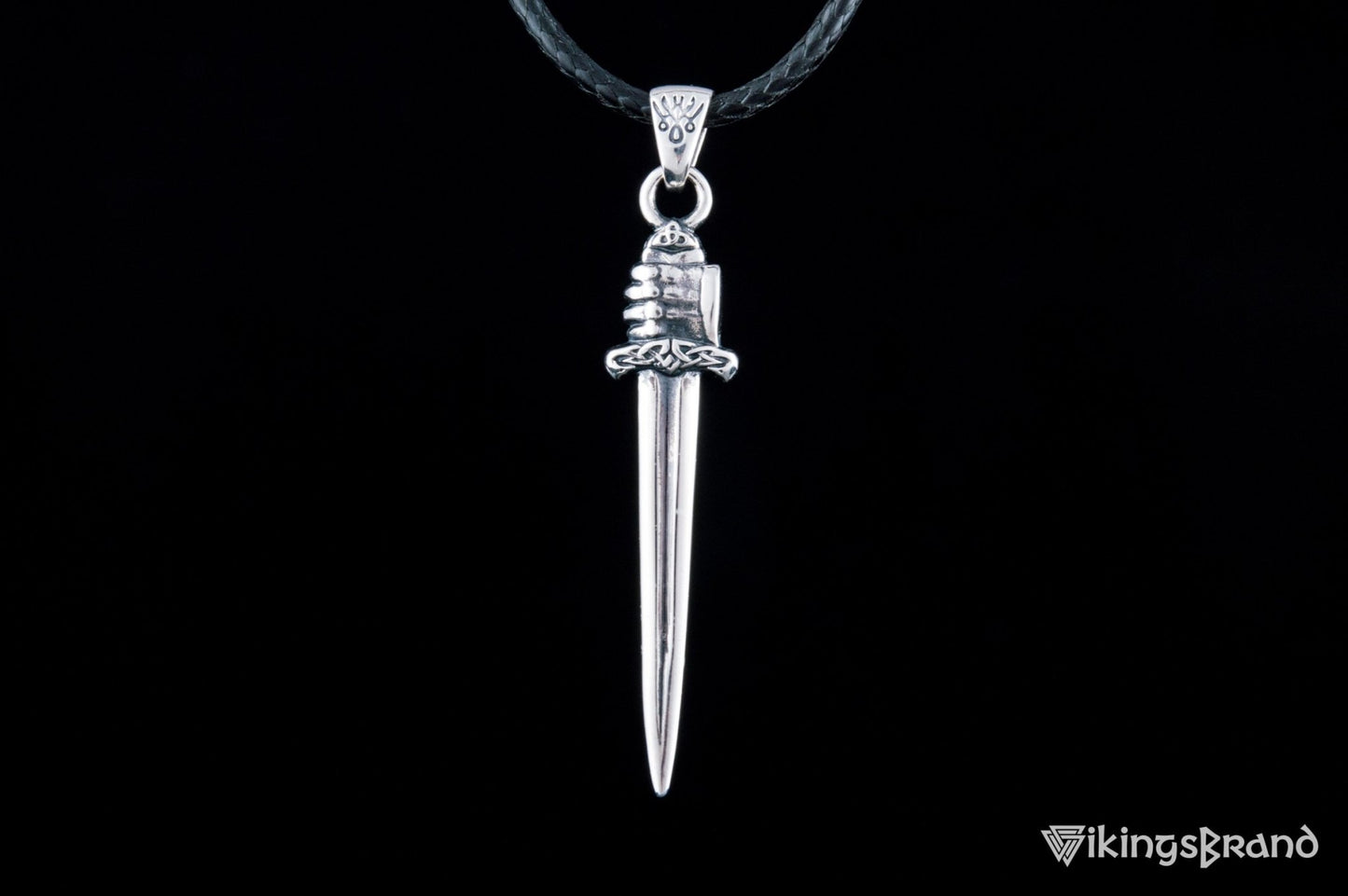 Viking Sword with Hand Pendant Sterling Silver Norse Viking Jewelry