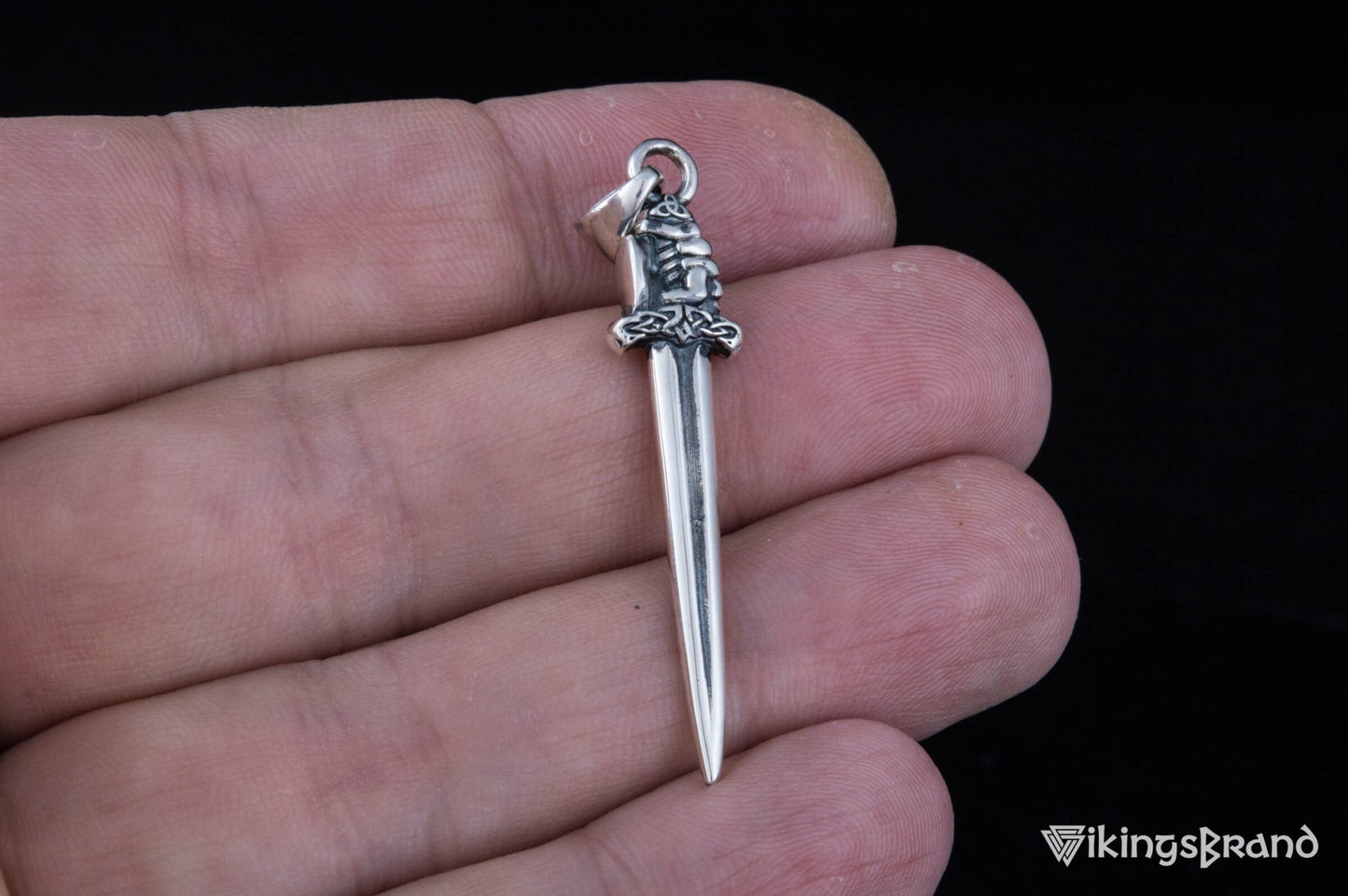 Viking Sword with Hand Pendant Sterling Silver Norse Viking Jewelry