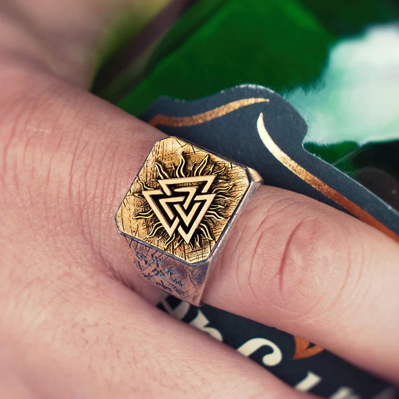 Viking Valknut Ring - 925 Sterling Silver - Adjustable