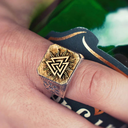 Viking Valknut Ring - 925 Sterling Silver - Adjustable