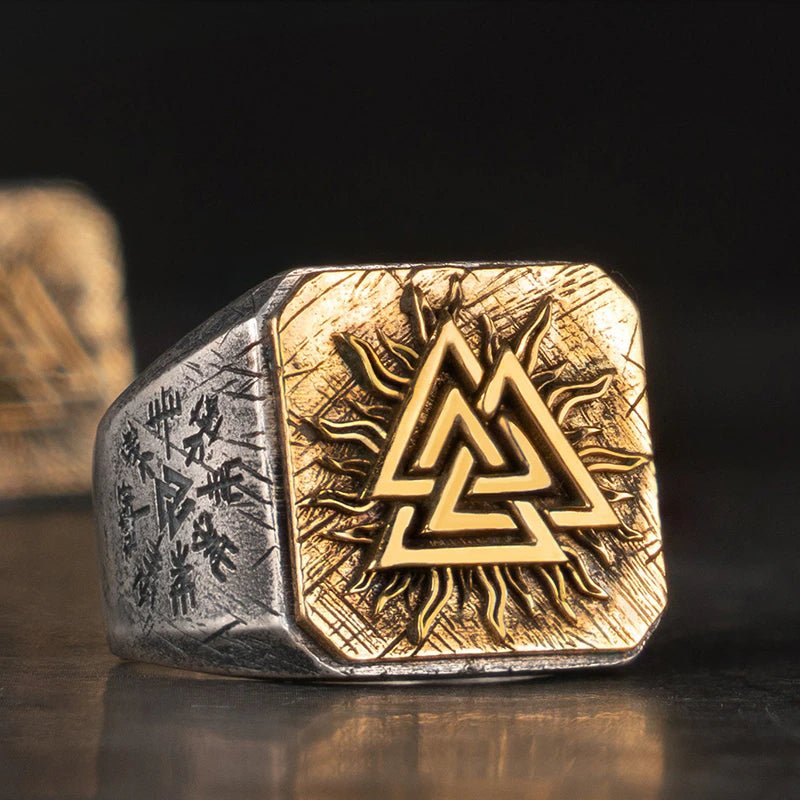 Viking Valknut Ring - 925 Sterling Silver - Adjustable