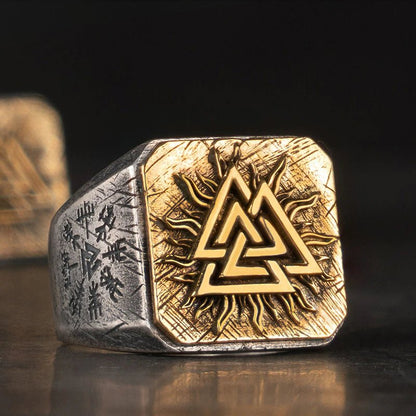 Viking Valknut Ring - 925 Sterling Silver - Adjustable