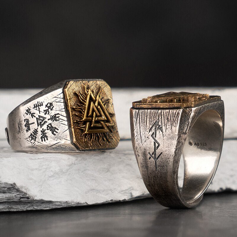 Viking Valknut Ring - 925 Sterling Silver - Adjustable