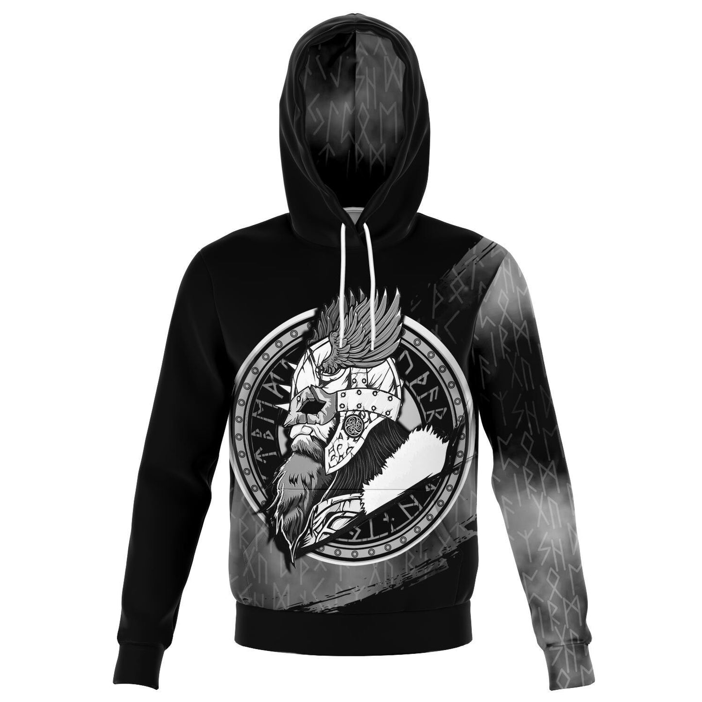 Viking Warrior Grey Hoodie with Mjolnir on the Back